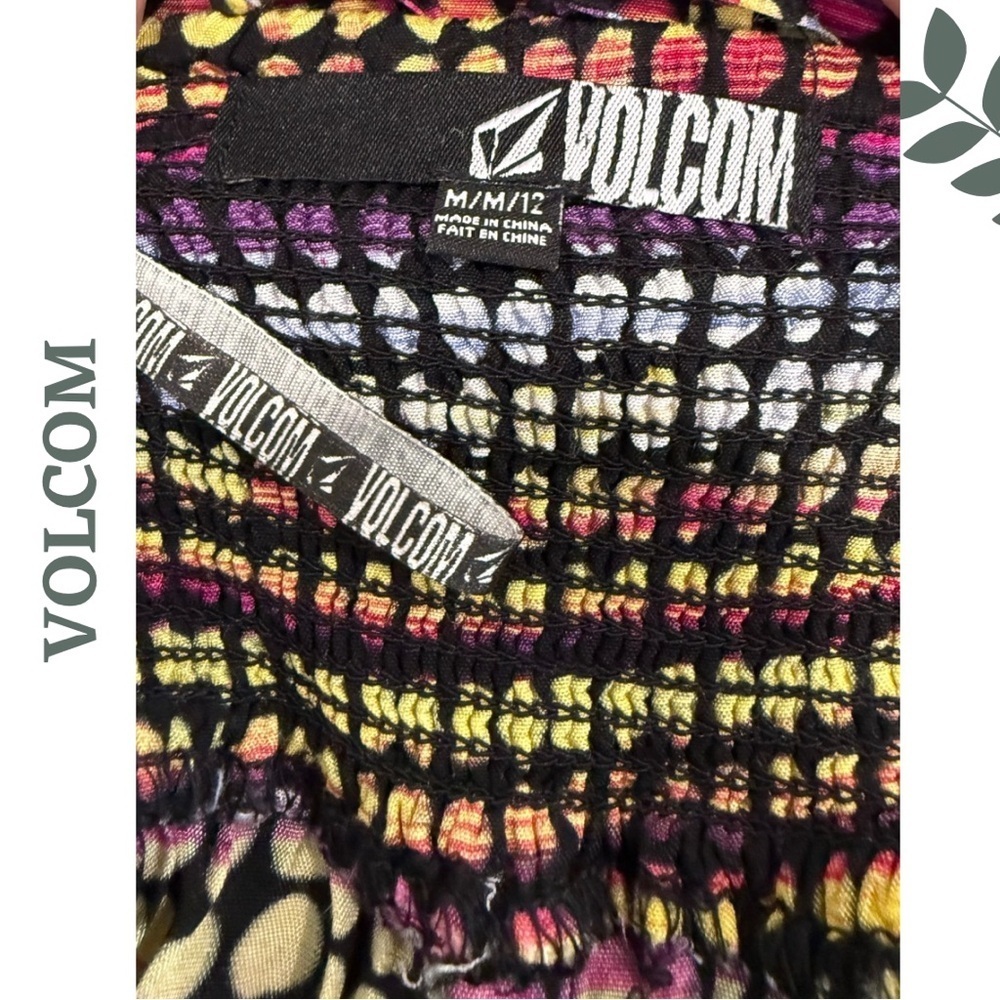 🛍️3/$40 Volcom Smocked Back Maxi Sundress | Festival | Multicolor Strappy Medium - Picture 8 of 8